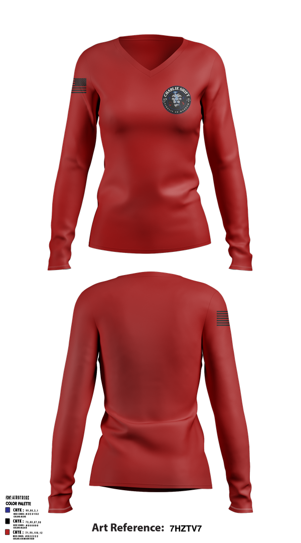 Womens Long Sleeve Vneck Shirt, Charlie Shift, , Teamtime, Team time, sublimation, custom sports apparel, team uniforms, spirit wear, spiritwear, sports uniforms, custom shirts, team store, custom team store, fundraiser sports, apparel fundraiser