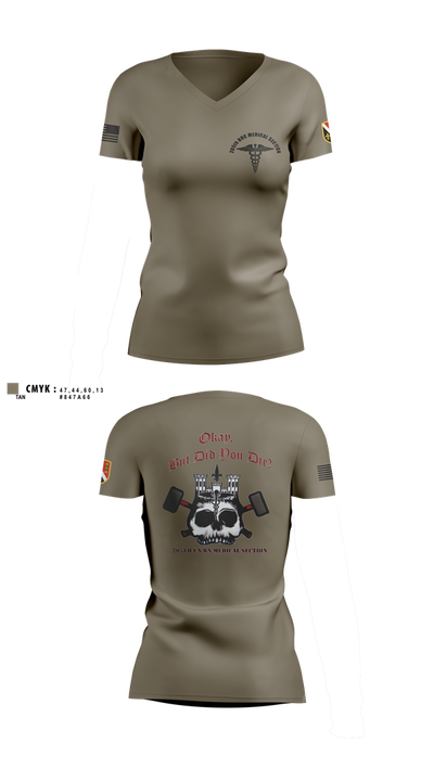 205th HHC MEDICAL SECTION 83176220 Women's Short Sleeve V-neck Shirt - 2