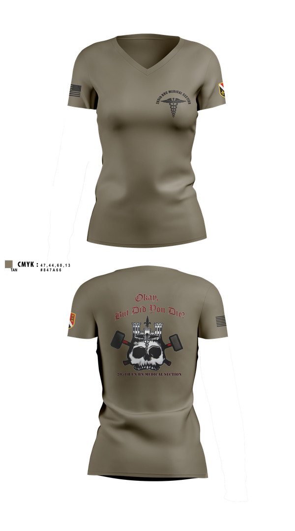 Womens Short Sleeve Vneck Shirt, 205th HHC MEDICAL SECTION, , Teamtime, Team time, sublimation, custom sports apparel, team uniforms, spirit wear, spiritwear, sports uniforms, custom shirts, team store, custom team store, fundraiser sports, apparel fundraiser