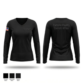 Womens Long Sleeve Vneck Shirt, Carteret County Sheriff's Office, Police, Teamtime, Team time, sublimation, custom sports apparel, team uniforms, spirit wear, spiritwear, sports uniforms, custom shirts, team store, custom team store, fundraiser sports, apparel fundraiser