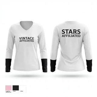 Womens Long Sleeve Vneck Shirt, Stars Affiliated, Men's Basketball, Teamtime, Team time, sublimation, custom sports apparel, team uniforms, spirit wear, spiritwear, sports uniforms, custom shirts, team store, custom team store, fundraiser sports, apparel fundraiser