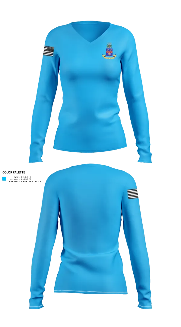 Womens Long Sleeve Vneck Shirt, 148th IN RGT, , Teamtime, Team time, sublimation, custom sports apparel, team uniforms, spirit wear, spiritwear, sports uniforms, custom shirts, team store, custom team store, fundraiser sports, apparel fundraiser