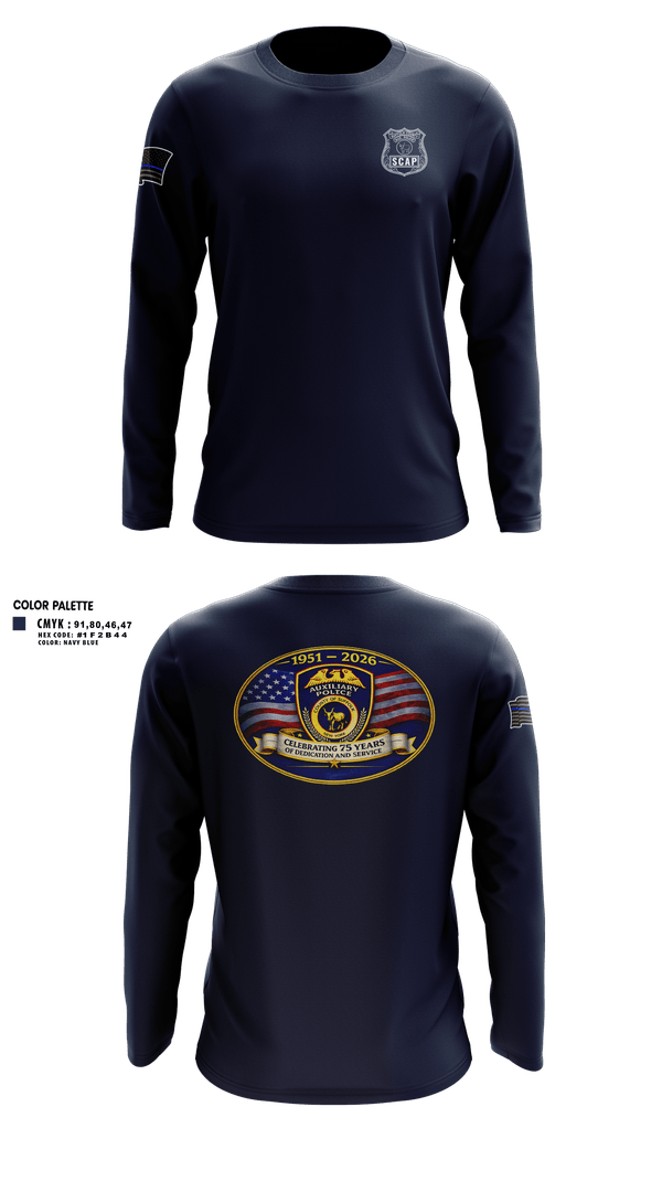 Long Sleeve Performance Shirt, Suffolk county auxiliary police, Police, Teamtime, Team time, sublimation, custom sports apparel, team uniforms, spirit wear, spiritwear, sports uniforms, custom shirts, team store, custom team store, fundraiser sports, apparel fundraiser