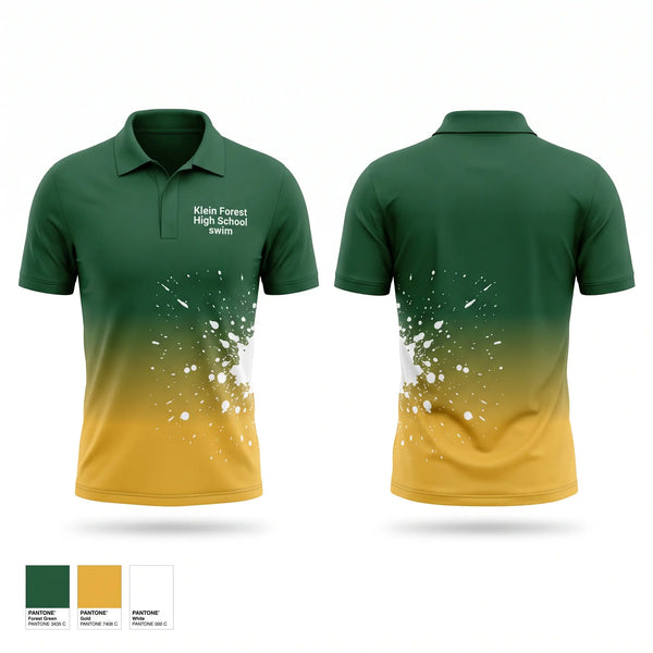 Short Sleeve Performance Polo, Klein Forest High School swim, Swimming, Teamtime, Team time, sublimation, custom sports apparel, team uniforms, spirit wear, spiritwear, sports uniforms, custom shirts, team store, custom team store, fundraiser sports, apparel fundraiser