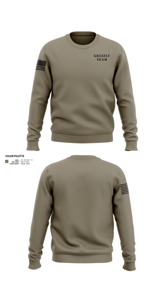 Crew Neck Sweatshirt, Grizzly Team, Army, Teamtime, Team time, sublimation, custom sports apparel, team uniforms, spirit wear, spiritwear, sports uniforms, custom shirts, team store, custom team store, fundraiser sports, apparel fundraiser