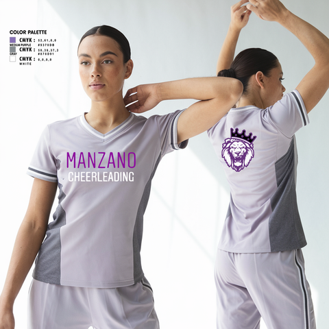 Womens Short Sleeve Vneck Shirt, Manzano Monarchs, Cheer, Teamtime, Team time, sublimation, custom sports apparel, team uniforms, spirit wear, spiritwear, sports uniforms, custom shirts, team store, custom team store, fundraiser sports, apparel fundraiser