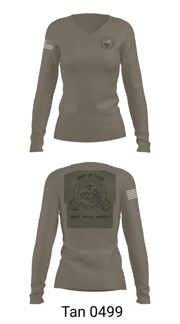 Womens Long Sleeve Vneck Shirt, 180th fighter wing, Air Force, Teamtime, Team time, sublimation, custom sports apparel, team uniforms, spirit wear, spiritwear, sports uniforms, custom shirts, team store, custom team store, fundraiser sports, apparel fundraiser
