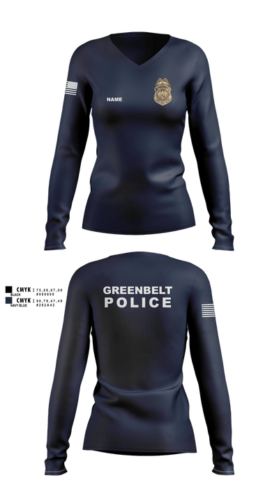 Greenbelt Police Department 4666153 Women's Long Sleeve V-neck Shirt - 1