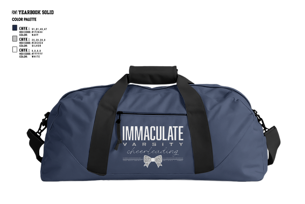 Duffle Bag, Immaculate Cheer, Cheer, Teamtime, Team time, sublimation, custom sports apparel, team uniforms, spirit wear, spiritwear, sports uniforms, custom shirts, team store, custom team store, fundraiser sports, apparel fundraiser