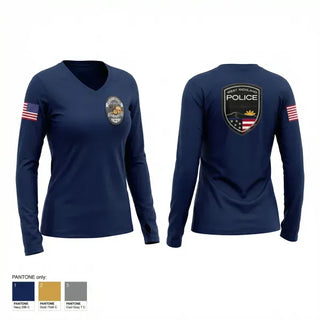 Womens Long Sleeve Vneck Shirt, West Richland police, Police, Teamtime, Team time, sublimation, custom sports apparel, team uniforms, spirit wear, spiritwear, sports uniforms, custom shirts, team store, custom team store, fundraiser sports, apparel fundraiser