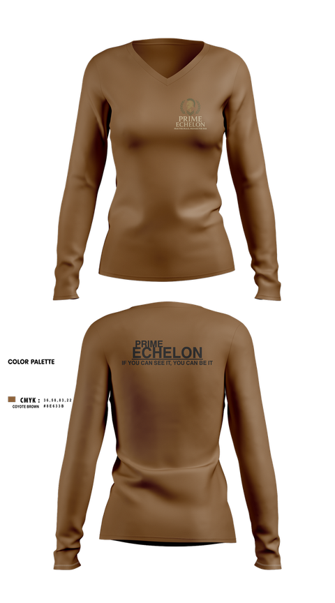 Womens Long Sleeve Vneck Shirt, Prime Echelon, , Teamtime, Team time, sublimation, custom sports apparel, team uniforms, spirit wear, spiritwear, sports uniforms, custom shirts, team store, custom team store, fundraiser sports, apparel fundraiser