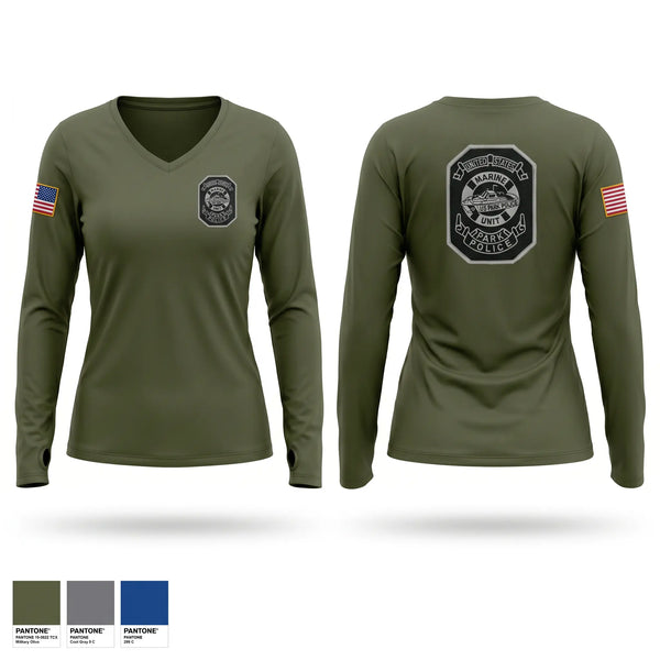 Womens Long Sleeve Vneck Shirt, US Park Police, Police, Teamtime, Team time, sublimation, custom sports apparel, team uniforms, spirit wear, spiritwear, sports uniforms, custom shirts, team store, custom team store, fundraiser sports, apparel fundraiser