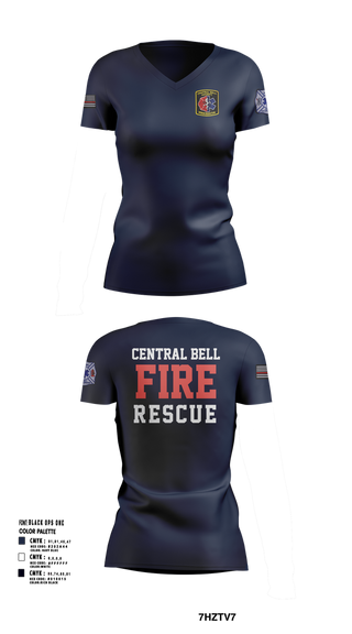 Womens Short Sleeve Vneck Shirt, Central Bell County Fire Rescue, Fire Department, Teamtime, Team time, sublimation, custom sports apparel, team uniforms, spirit wear, spiritwear, sports uniforms, custom shirts, team store, custom team store, fundraiser sports, apparel fundraiser