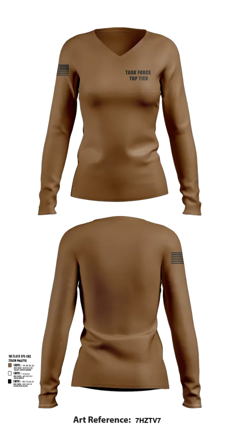 Womens Long Sleeve Vneck Shirt, Task Force Top Tier, Army, Teamtime, Team time, sublimation, custom sports apparel, team uniforms, spirit wear, spiritwear, sports uniforms, custom shirts, team store, custom team store, fundraiser sports, apparel fundraiser