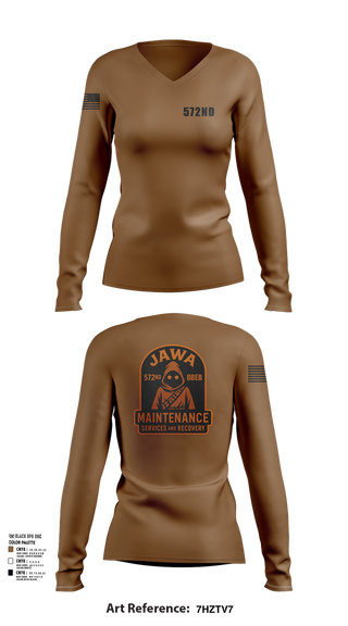 Womens Long Sleeve Vneck Shirt, 572nd, , Teamtime, Team time, sublimation, custom sports apparel, team uniforms, spirit wear, spiritwear, sports uniforms, custom shirts, team store, custom team store, fundraiser sports, apparel fundraiser