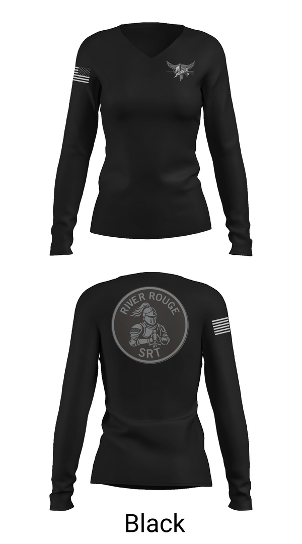 Womens Long Sleeve Vneck Shirt, River Rouge Police Special Response Team, Police, Teamtime, Team time, sublimation, custom sports apparel, team uniforms, spirit wear, spiritwear, sports uniforms, custom shirts, team store, custom team store, fundraiser sports, apparel fundraiser