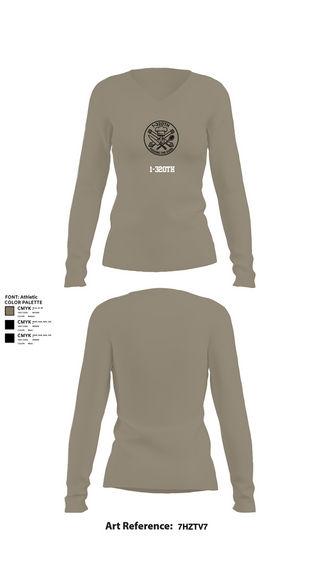 Womens Long Sleeve Vneck Shirt, 1-320th, , Teamtime, Team time, sublimation, custom sports apparel, team uniforms, spirit wear, spiritwear, sports uniforms, custom shirts, team store, custom team store, fundraiser sports, apparel fundraiser