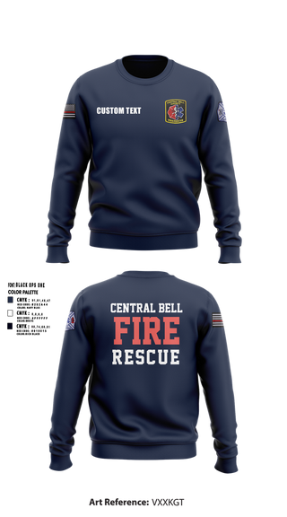 Crew Neck Sweatshirt, Central Bell County Fire Rescue, Fire Department, Teamtime, Team time, sublimation, custom sports apparel, team uniforms, spirit wear, spiritwear, sports uniforms, custom shirts, team store, custom team store, fundraiser sports, apparel fundraiser