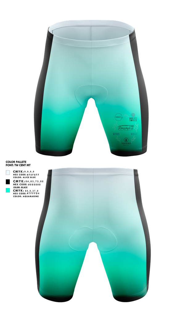Mens Compression Shorts, Flossophy Dental Partners Pelotonia, Cycling, Teamtime, Team time, sublimation, custom sports apparel, team uniforms, spirit wear, spiritwear, sports uniforms, custom shirts, team store, custom team store, fundraiser sports, apparel fundraiser