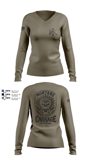 Womens Long Sleeve Vneck Shirt, Carnage, , Teamtime, Team time, sublimation, custom sports apparel, team uniforms, spirit wear, spiritwear, sports uniforms, custom shirts, team store, custom team store, fundraiser sports, apparel fundraiser