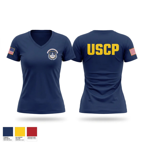 Womens Short Sleeve Vneck Shirt, USCP, Police, Teamtime, Team time, sublimation, custom sports apparel, team uniforms, spirit wear, spiritwear, sports uniforms, custom shirts, team store, custom team store, fundraiser sports, apparel fundraiser