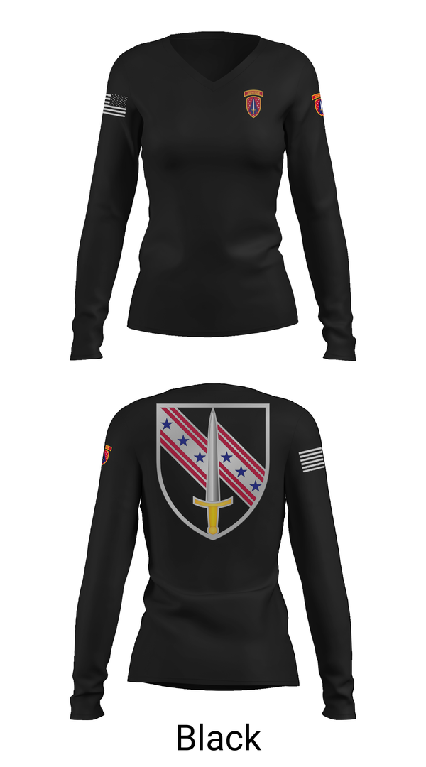 Womens Long Sleeve Vneck Shirt, 6/54th SFAB, National Guard, Teamtime, Team time, sublimation, custom sports apparel, team uniforms, spirit wear, spiritwear, sports uniforms, custom shirts, team store, custom team store, fundraiser sports, apparel fundraiser