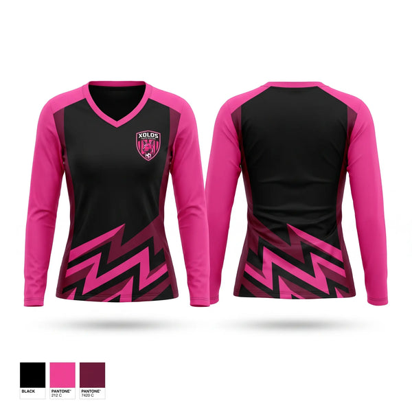 Womens Long Sleeve Vneck Shirt, Xolos, Men's Soccer, Teamtime, Team time, sublimation, custom sports apparel, team uniforms, spirit wear, spiritwear, sports uniforms, custom shirts, team store, custom team store, fundraiser sports, apparel fundraiser