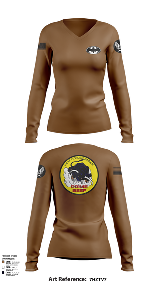 Womens Long Sleeve Vneck Shirt, 185th CES, Navy, Teamtime, Team time, sublimation, custom sports apparel, team uniforms, spirit wear, spiritwear, sports uniforms, custom shirts, team store, custom team store, fundraiser sports, apparel fundraiser