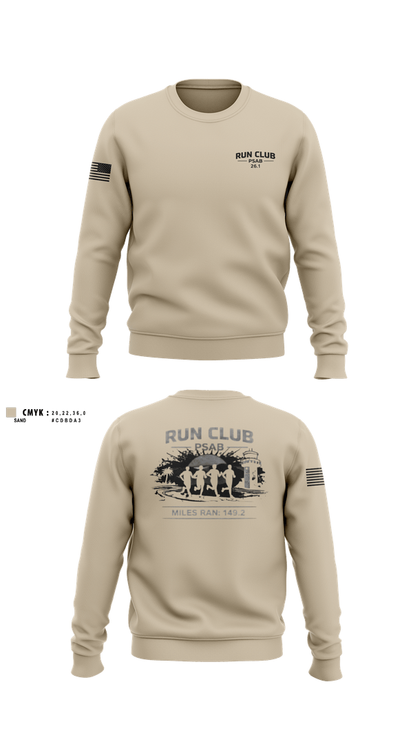 Crew Neck Sweatshirt, RUN CLUB (PSAB), Air Force, Teamtime, Team time, sublimation, custom sports apparel, team uniforms, spirit wear, spiritwear, sports uniforms, custom shirts, team store, custom team store, fundraiser sports, apparel fundraiser