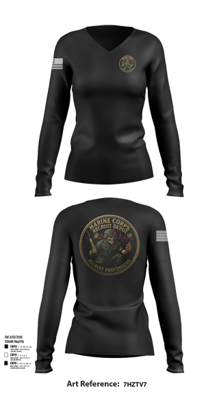 Womens Long Sleeve Vneck Shirt, Recruit Processing, , Teamtime, Team time, sublimation, custom sports apparel, team uniforms, spirit wear, spiritwear, sports uniforms, custom shirts, team store, custom team store, fundraiser sports, apparel fundraiser