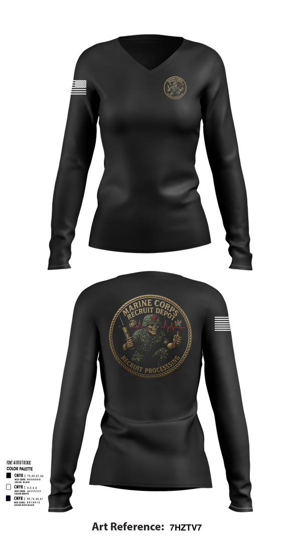 Womens Long Sleeve Vneck Shirt, Recruit Processing, , Teamtime, Team time, sublimation, custom sports apparel, team uniforms, spirit wear, spiritwear, sports uniforms, custom shirts, team store, custom team store, fundraiser sports, apparel fundraiser
