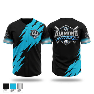 Full Button Baseball Jersey, Diamond Hitterz, Baseball, Teamtime, Team time, sublimation, custom sports apparel, team uniforms, spirit wear, spiritwear, sports uniforms, custom shirts, team store, custom team store, fundraiser sports, apparel fundraiser