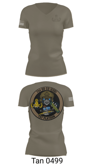 Womens Short Sleeve Vneck Shirt, 1PLT 754th OD CO (EOD), Army, Teamtime, Team time, sublimation, custom sports apparel, team uniforms, spirit wear, spiritwear, sports uniforms, custom shirts, team store, custom team store, fundraiser sports, apparel fundraiser