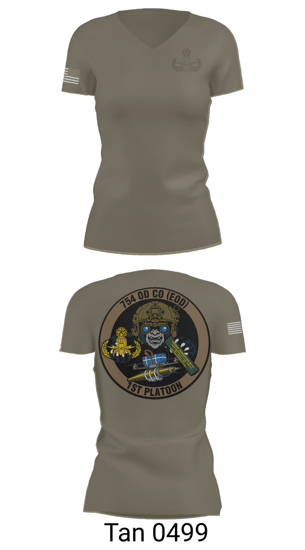 Womens Short Sleeve Vneck Shirt, 1PLT 754th OD CO (EOD), Army, Teamtime, Team time, sublimation, custom sports apparel, team uniforms, spirit wear, spiritwear, sports uniforms, custom shirts, team store, custom team store, fundraiser sports, apparel fundraiser