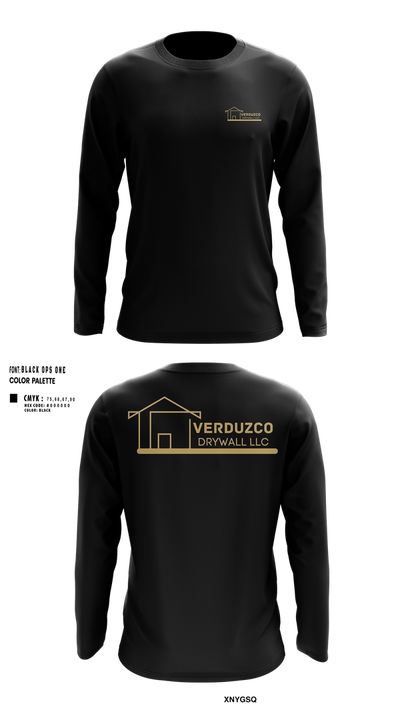 Verduzco Drywall 13130994 Long Sleeve Performance Shirt 100