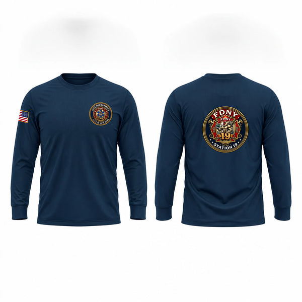 Long Sleeve Performance Shirt, FDNY STATION 19, Fire Department, Teamtime, Team time, sublimation, custom sports apparel, team uniforms, spirit wear, spiritwear, sports uniforms, custom shirts, team store, custom team store, fundraiser sports, apparel fundraiser