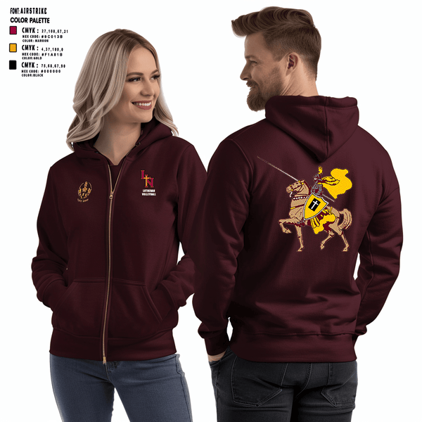 Zip Hoodie, Lutheran North High School Volleyball, Women's Volleyball, Teamtime, Team time, sublimation, custom sports apparel, team uniforms, spirit wear, spiritwear, sports uniforms, custom shirts, team store, custom team store, fundraiser sports, apparel fundraiser
