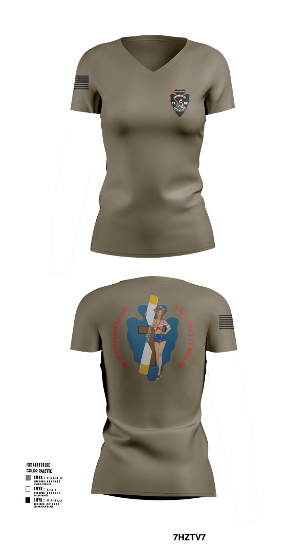 Womens Short Sleeve Vneck Shirt, B Co. 1/114th S&S, , Teamtime, Team time, sublimation, custom sports apparel, team uniforms, spirit wear, spiritwear, sports uniforms, custom shirts, team store, custom team store, fundraiser sports, apparel fundraiser