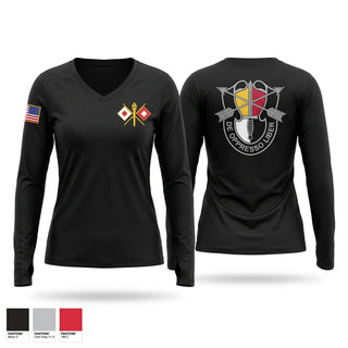 Womens Long Sleeve Vneck Shirt, S6 HHC 3SFG(A), Army, Teamtime, Team time, sublimation, custom sports apparel, team uniforms, spirit wear, spiritwear, sports uniforms, custom shirts, team store, custom team store, fundraiser sports, apparel fundraiser