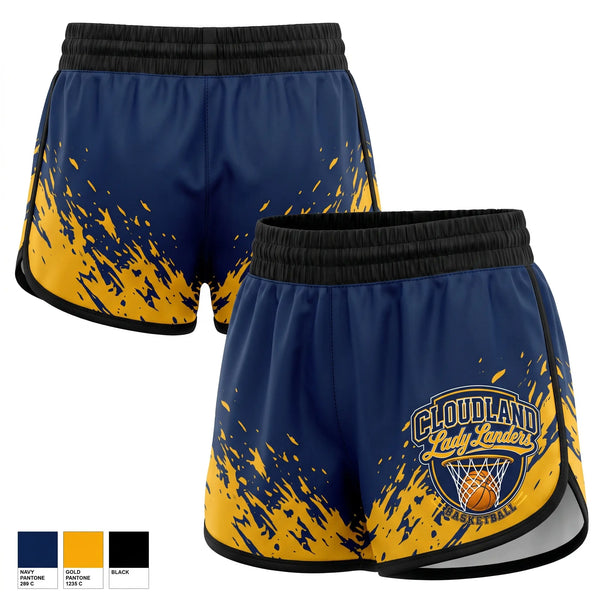 Womens Shorts, Cloudland, Women's Basketball, Teamtime, Team time, sublimation, custom sports apparel, team uniforms, spirit wear, spiritwear, sports uniforms, custom shirts, team store, custom team store, fundraiser sports, apparel fundraiser