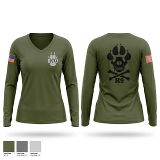 Womens Long Sleeve Vneck Shirt, Yakima Police Department K9 School, Police, Teamtime, Team time, sublimation, custom sports apparel, team uniforms, spirit wear, spiritwear, sports uniforms, custom shirts, team store, custom team store, fundraiser sports, apparel fundraiser