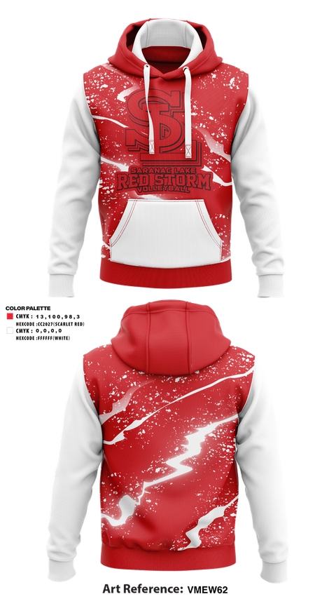 Hoodie, Saranac Lake Red Storm Volleyball, Women's Volleyball, Teamtime, Team time, sublimation, custom sports apparel, team uniforms, spirit wear, spiritwear, sports uniforms, custom shirts, team store, custom team store, fundraiser sports, apparel fundraiser