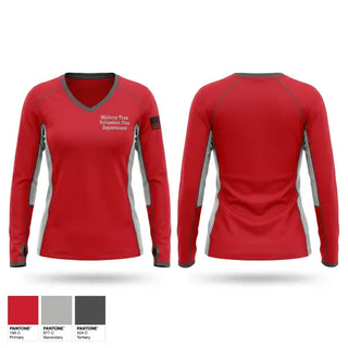 Womens Long Sleeve Vneck Shirt, Hickory Tree Volunteer Fire Department, Fire Department, Teamtime, Team time, sublimation, custom sports apparel, team uniforms, spirit wear, spiritwear, sports uniforms, custom shirts, team store, custom team store, fundraiser sports, apparel fundraiser