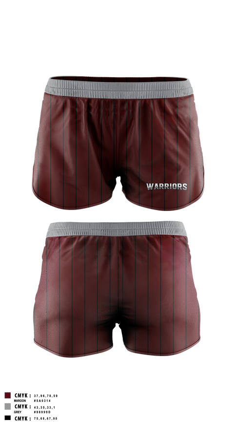 Womens Shorts, Warriors, Softball, Teamtime, Team time, sublimation, custom sports apparel, team uniforms, spirit wear, spiritwear, sports uniforms, custom shirts, team store, custom team store, fundraiser sports, apparel fundraiser