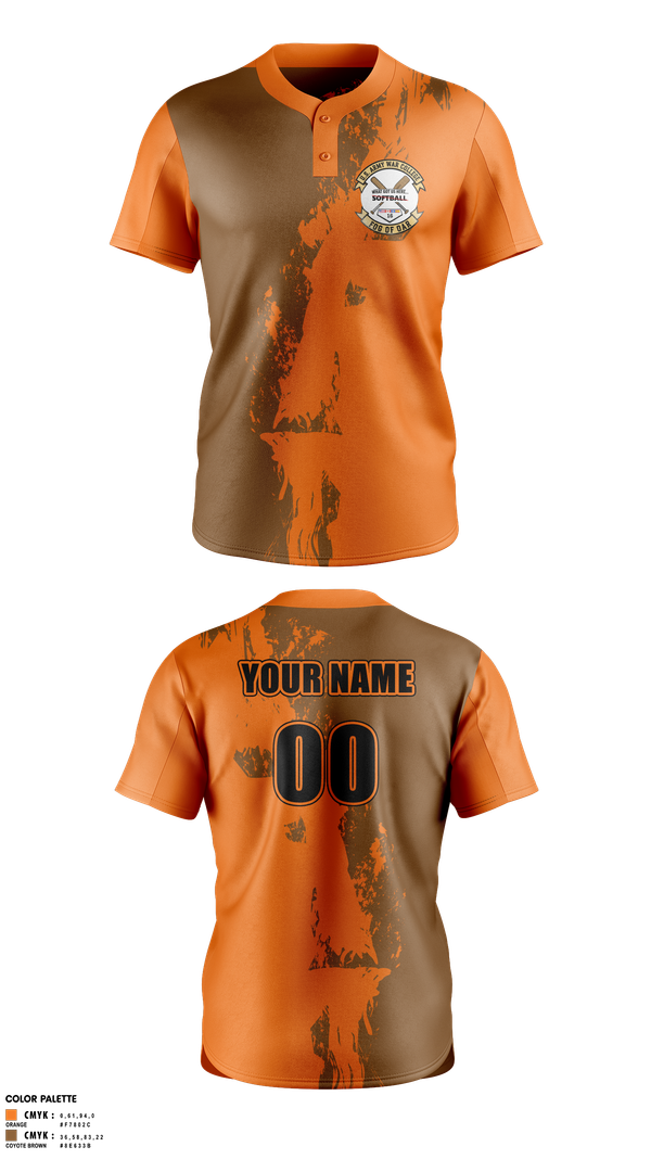 Two Button Softball Jersey, Fog of Oar, Softball, Teamtime, Team time, sublimation, custom sports apparel, team uniforms, spirit wear, spiritwear, sports uniforms, custom shirts, team store, custom team store, fundraiser sports, apparel fundraiser