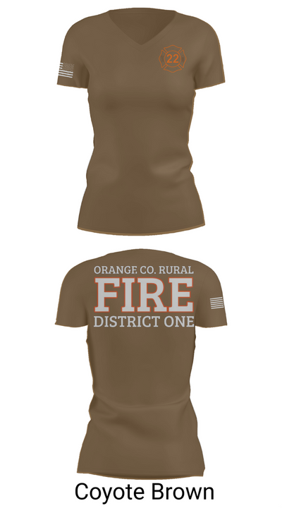 Orange County Rural District 1 Fire Department 66539276 Women's Short Sleeve V-neck Shirt - 8