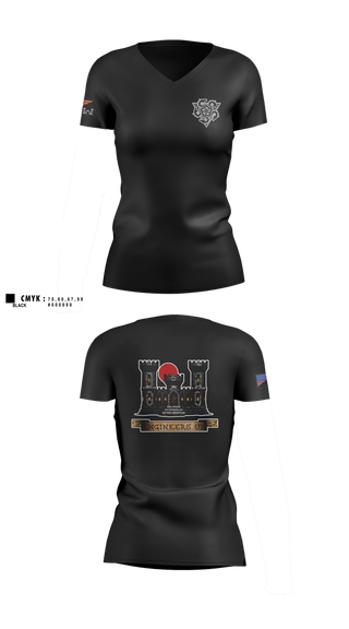 Womens Short Sleeve Vneck Shirt, 100th MRBC, Army, Teamtime, Team time, sublimation, custom sports apparel, team uniforms, spirit wear, spiritwear, sports uniforms, custom shirts, team store, custom team store, fundraiser sports, apparel fundraiser
