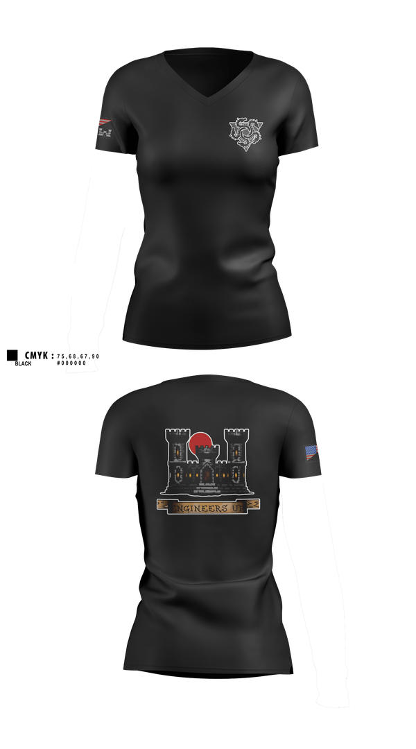 Womens Short Sleeve Vneck Shirt, 100th MRBC, Army, Teamtime, Team time, sublimation, custom sports apparel, team uniforms, spirit wear, spiritwear, sports uniforms, custom shirts, team store, custom team store, fundraiser sports, apparel fundraiser