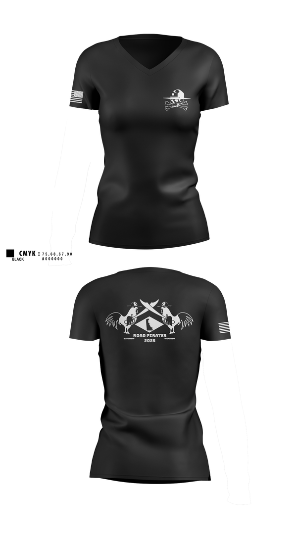 Womens Short Sleeve Vneck Shirt, Road Pirates, , Teamtime, Team time, sublimation, custom sports apparel, team uniforms, spirit wear, spiritwear, sports uniforms, custom shirts, team store, custom team store, fundraiser sports, apparel fundraiser