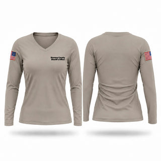 Womens Long Sleeve Vneck Shirt, Stevens County Sheriff's Office, Police, Teamtime, Team time, sublimation, custom sports apparel, team uniforms, spirit wear, spiritwear, sports uniforms, custom shirts, team store, custom team store, fundraiser sports, apparel fundraiser